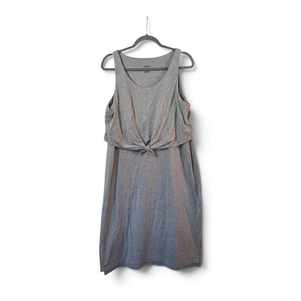 Pact Gray Organic Cotton Tie Front Sleeveless Tank Dress Womens XL Sustainable